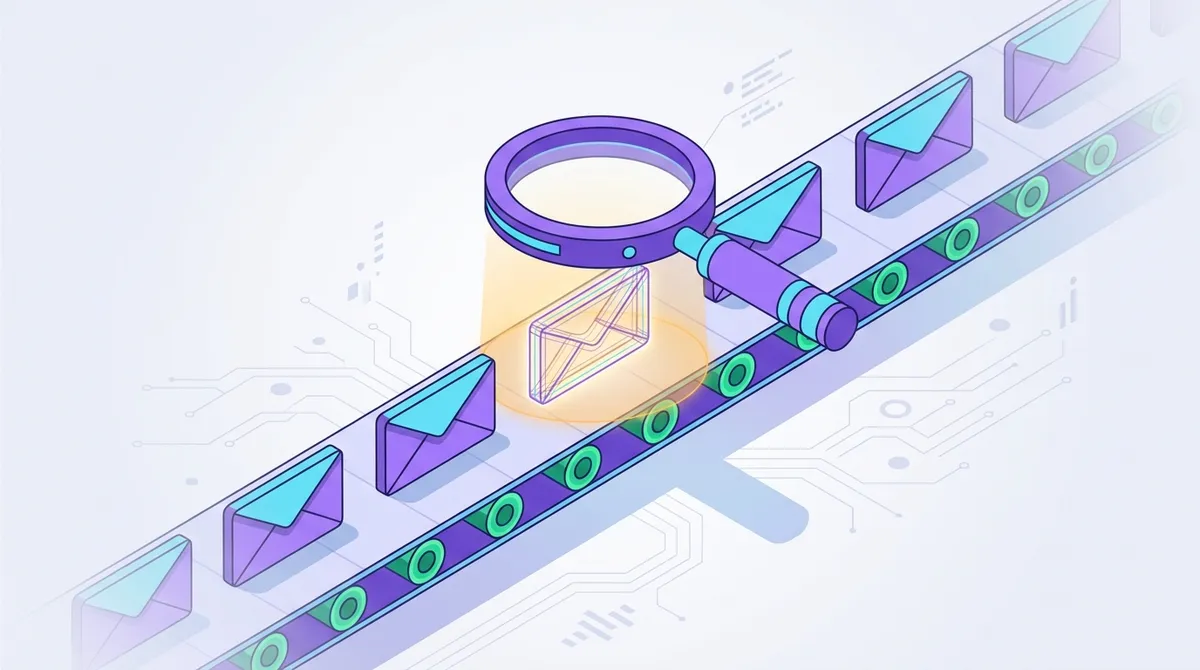 Diagram of a catch-all mail server accepting every address while a validator assigns risk scores